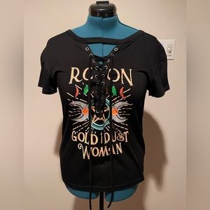 Size Medium Rock On Gold Dust Woman top.
